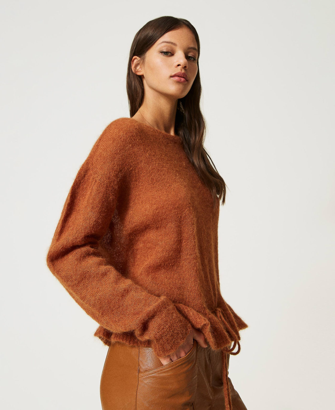 Pull sans coutures en mohair et alpaga