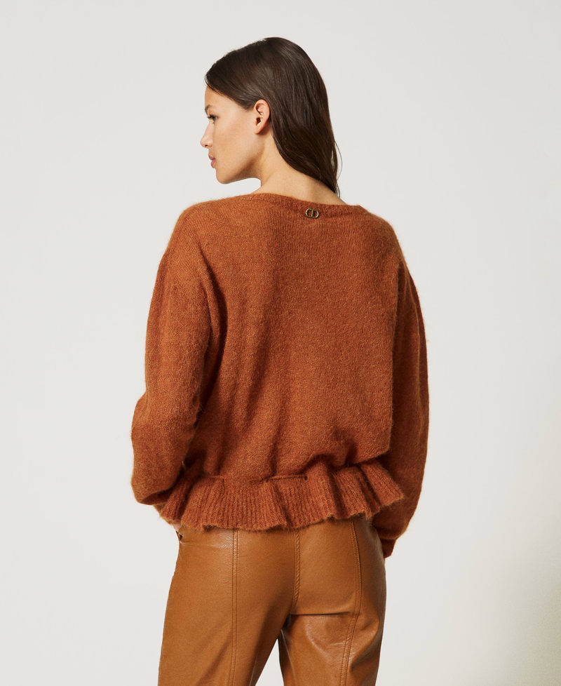 Mohair and alpaca seamless jumper Leather Brown Woman 232TP3521-04
