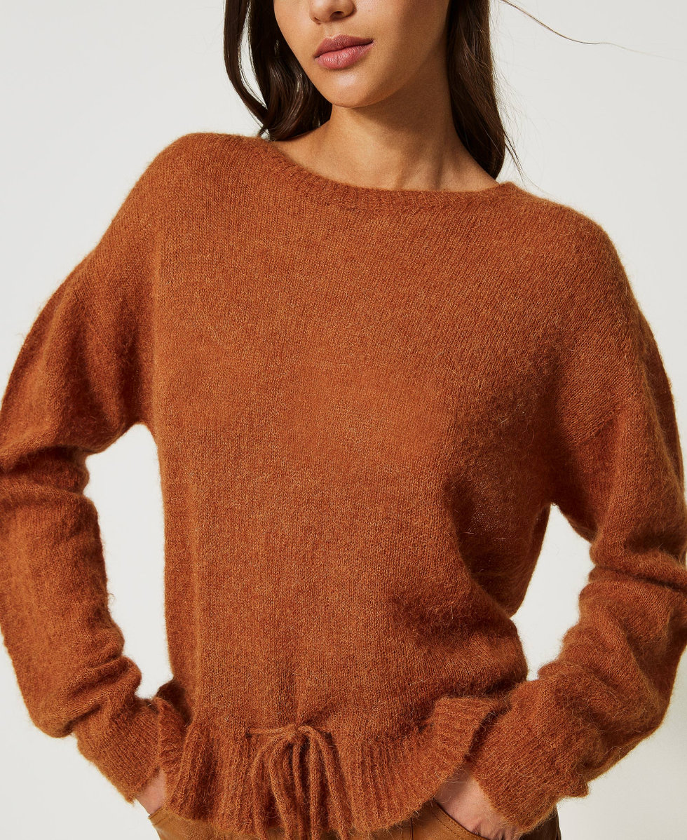 Nahtlos gearbeiteter Pullover aus Mohair und Alpaka