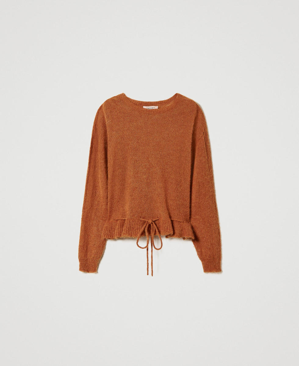 Mohair and alpaca seamless jumper Woman, Brown | TWINSET Milano