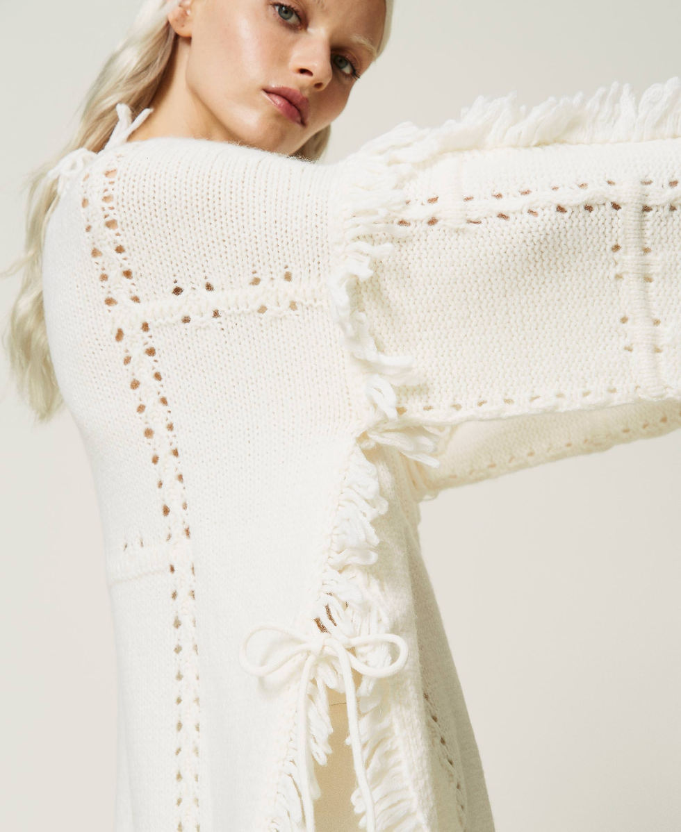 Wool and alpaca poncho jumper White Snow Woman 232TP3540_00282_04