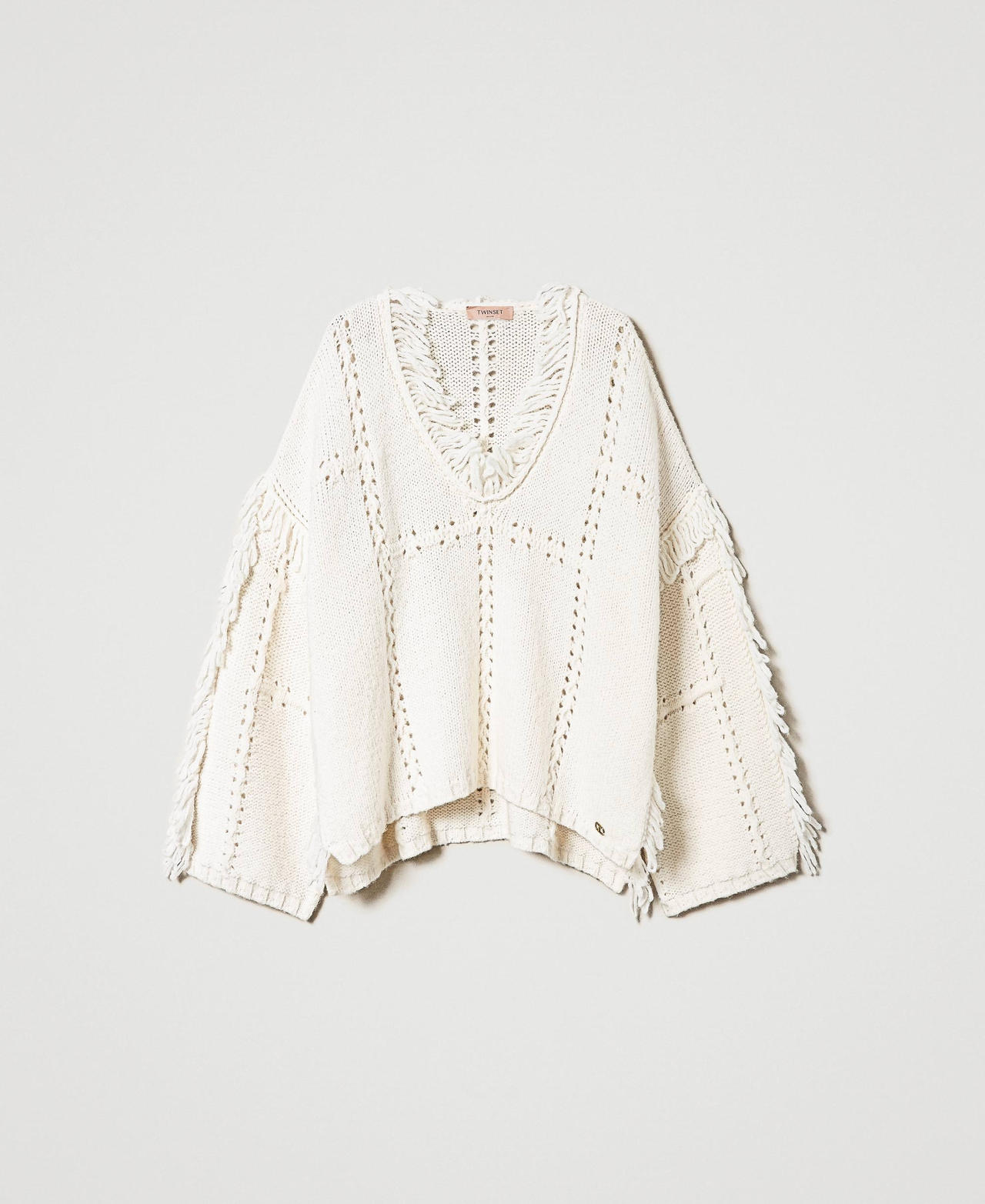 Pull poncho en laine et alpaga Blanc Neige Femme 232TP3540-0S