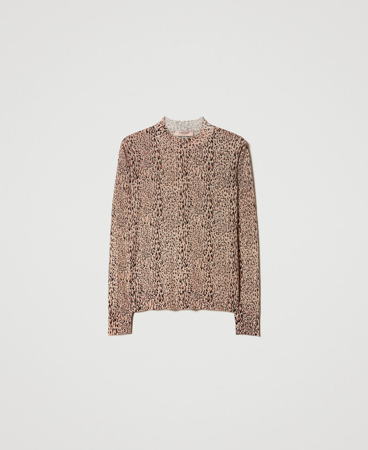 Pull col montant en laine avec imprimé animalier