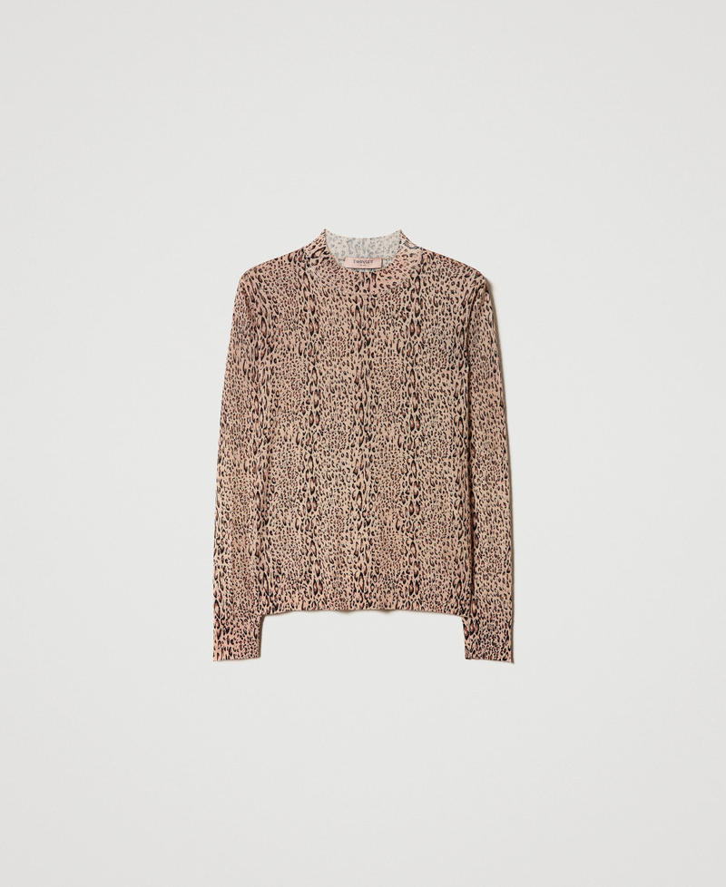 Pull col montant en laine avec imprimé animalier