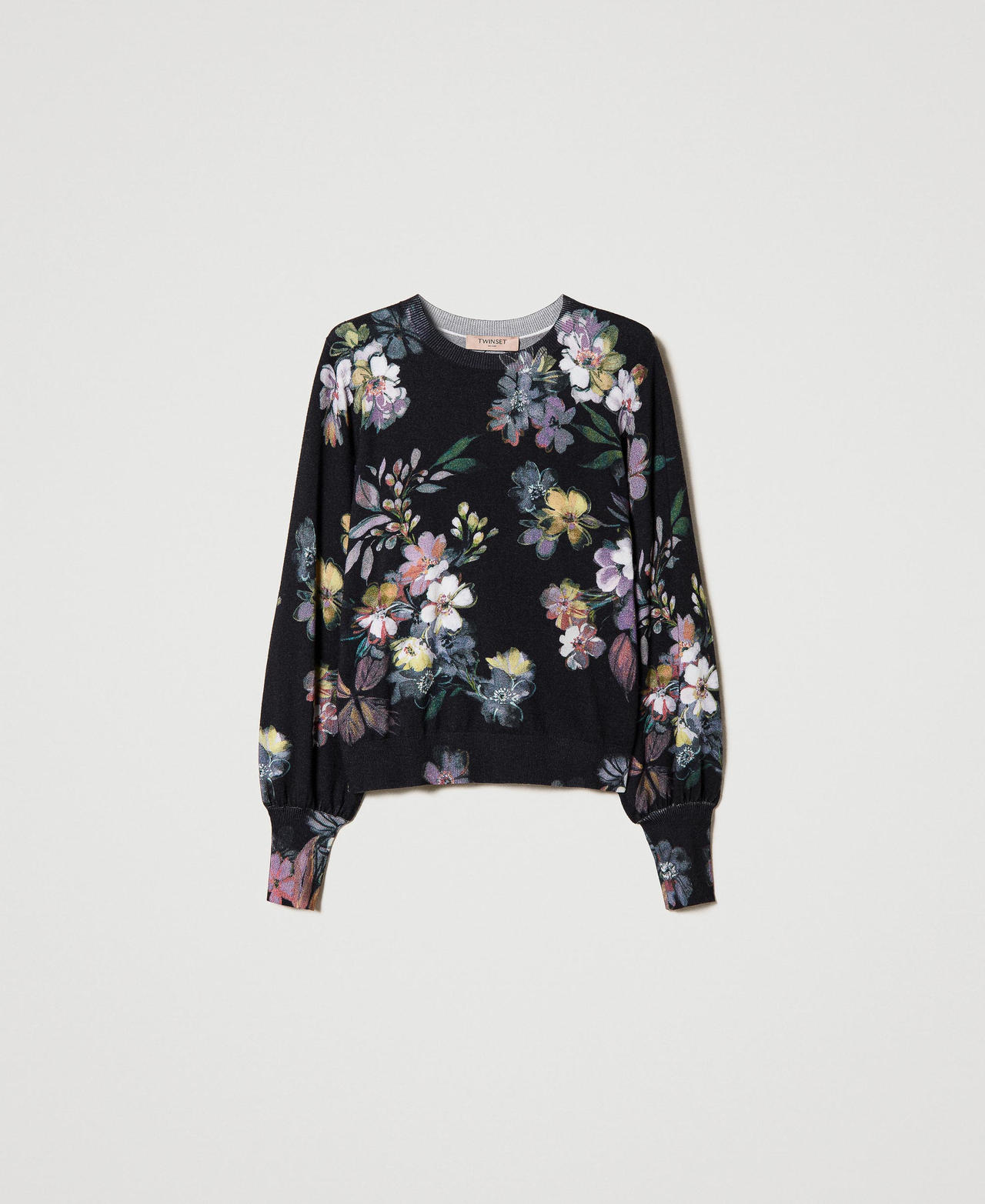 Regular-Fit-Pullover mit Blumenprint Print Blume Schwarz / Multicolor Frau 232TP3565-0S