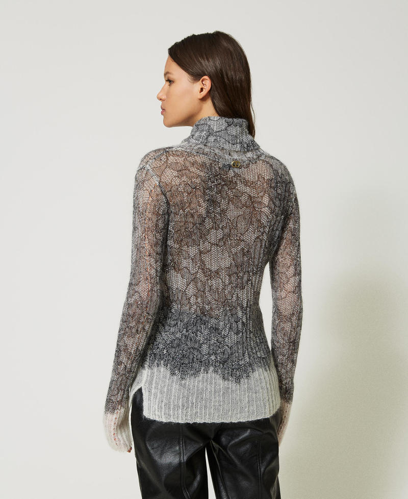 Mohair and wool jumper with lace print