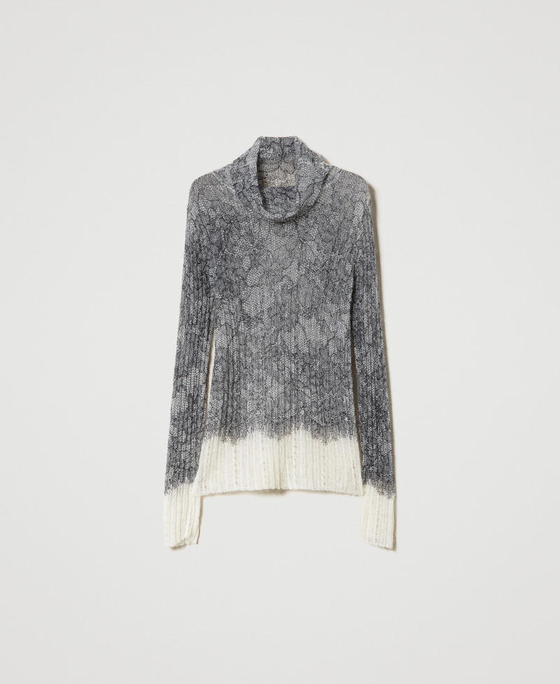 Mohair and wool jumper with lace print