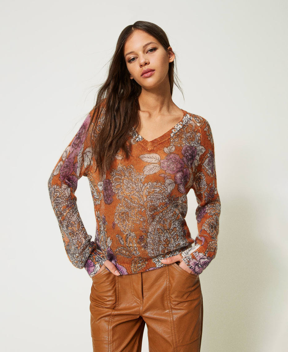 Mohair and wool printed jumper