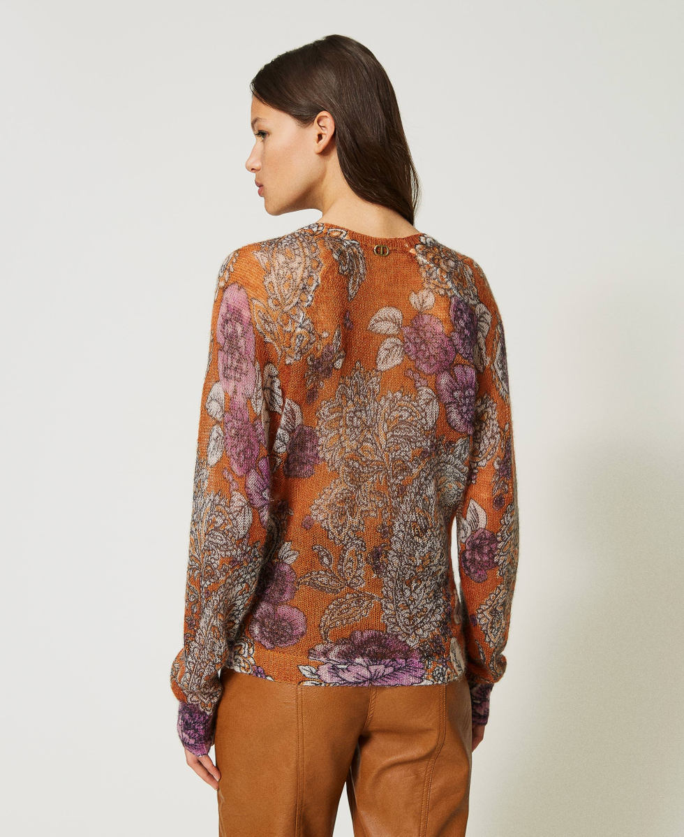 Pull en laine et mohair avec imprim&eacute;