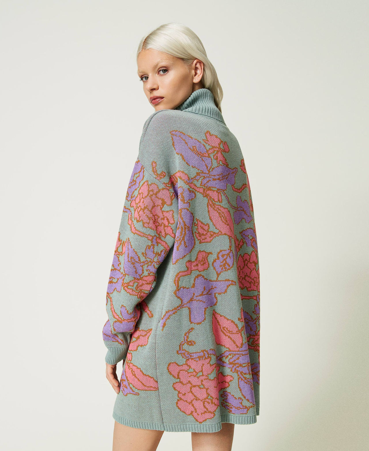 Maxi maglia jacquard in filato Treeblend