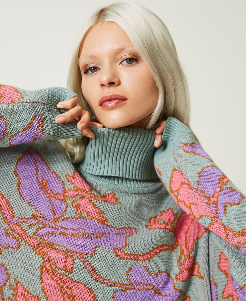 Maxi-Jacquardpullover aus Treeblend-Garn Jacquard Hearts & Leafs Lotus Frau 232TP3650_11029_04