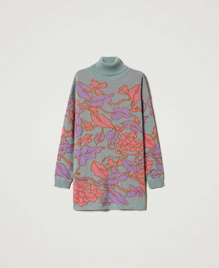 Maxi maglia jacquard in filato Treeblend