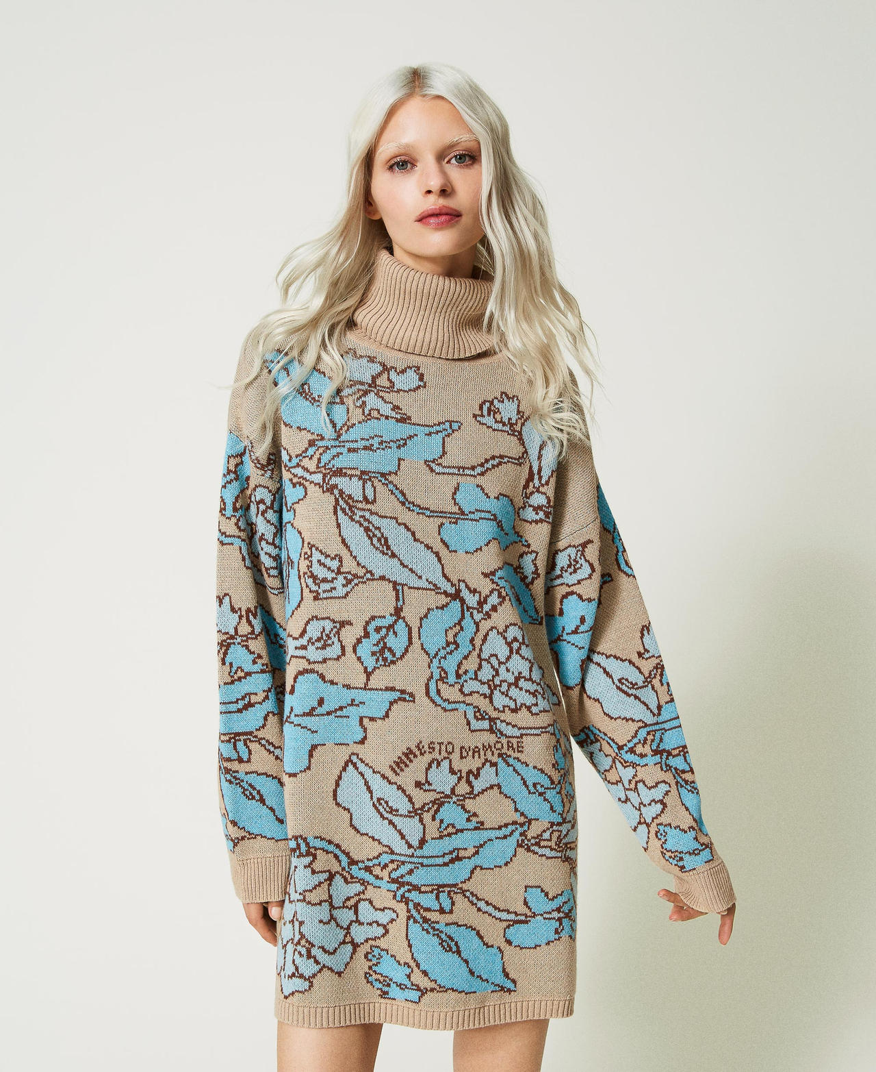 Treeblend yarn jacquard maxi jumper Woman, Patterned | TWINSET Milano