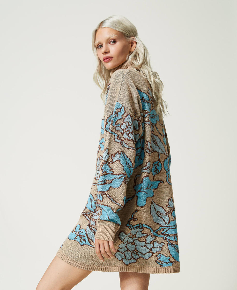 Maxi pull jacquard en fil Treeblend Jacquard Hearts & Leafs Marron &laquo;&nbsp;Iced Coffee&nbsp;&raquo; Femme 232TP3650_11030_02
