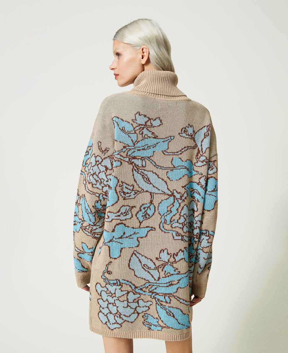 Maxi pull jacquard en fil Treeblend Jacquard Hearts & Leafs Marron &laquo;&nbsp;Iced Coffee&nbsp;&raquo; Femme 232TP3650_11030_03