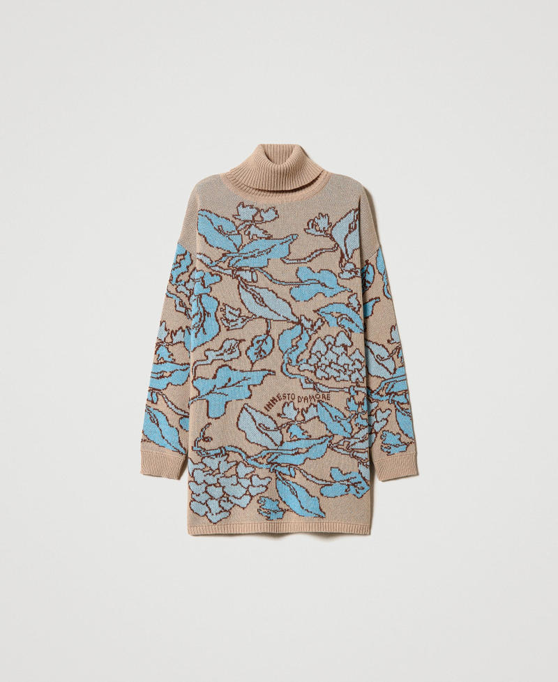 Maxi pull jacquard en fil Treeblend Jacquard Hearts & Leafs Marron &laquo;&nbsp;Iced Coffee&nbsp;&raquo; Femme 232TP3650_11030_S0