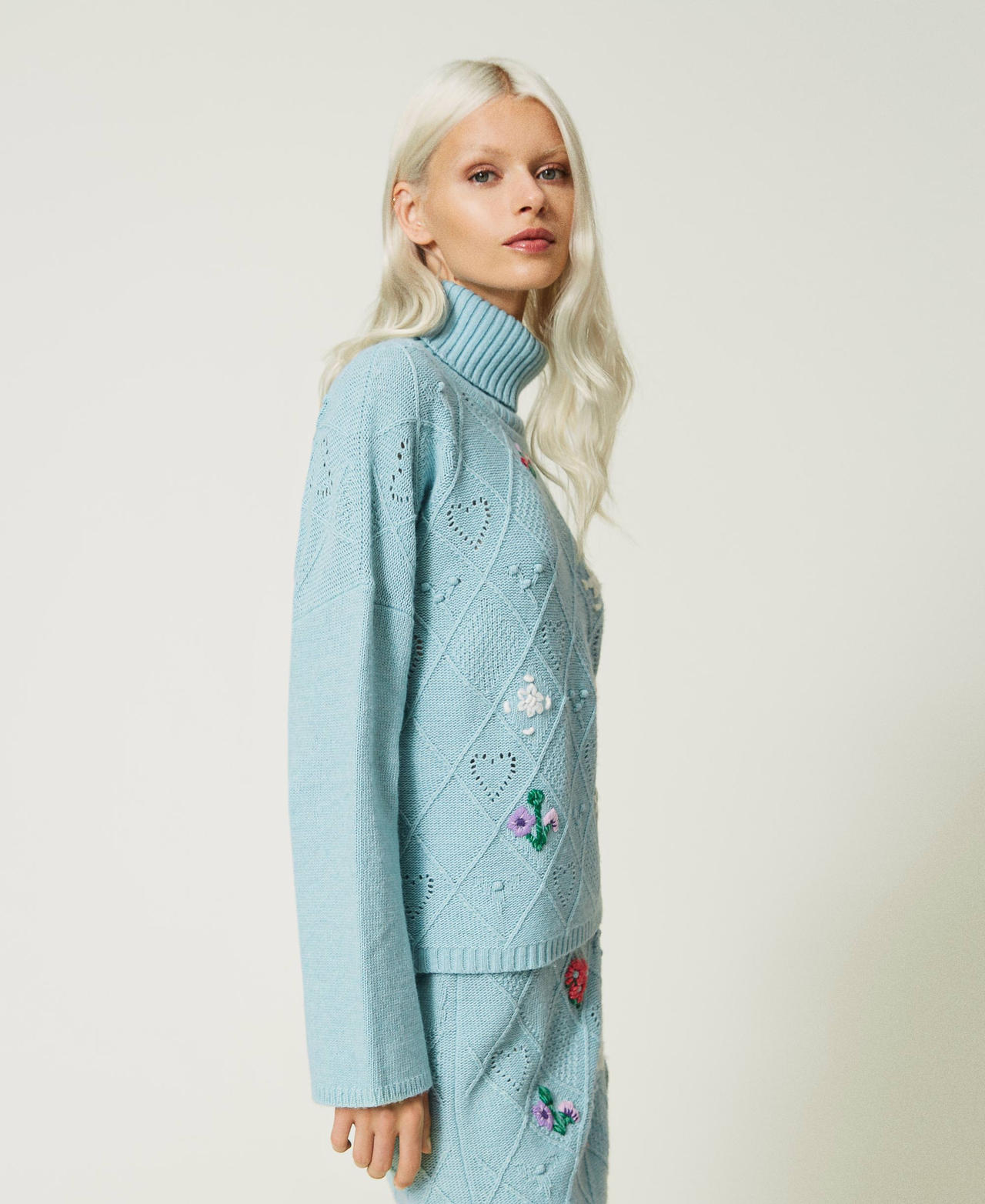Treeblend yarn jumper with handmade embroidery