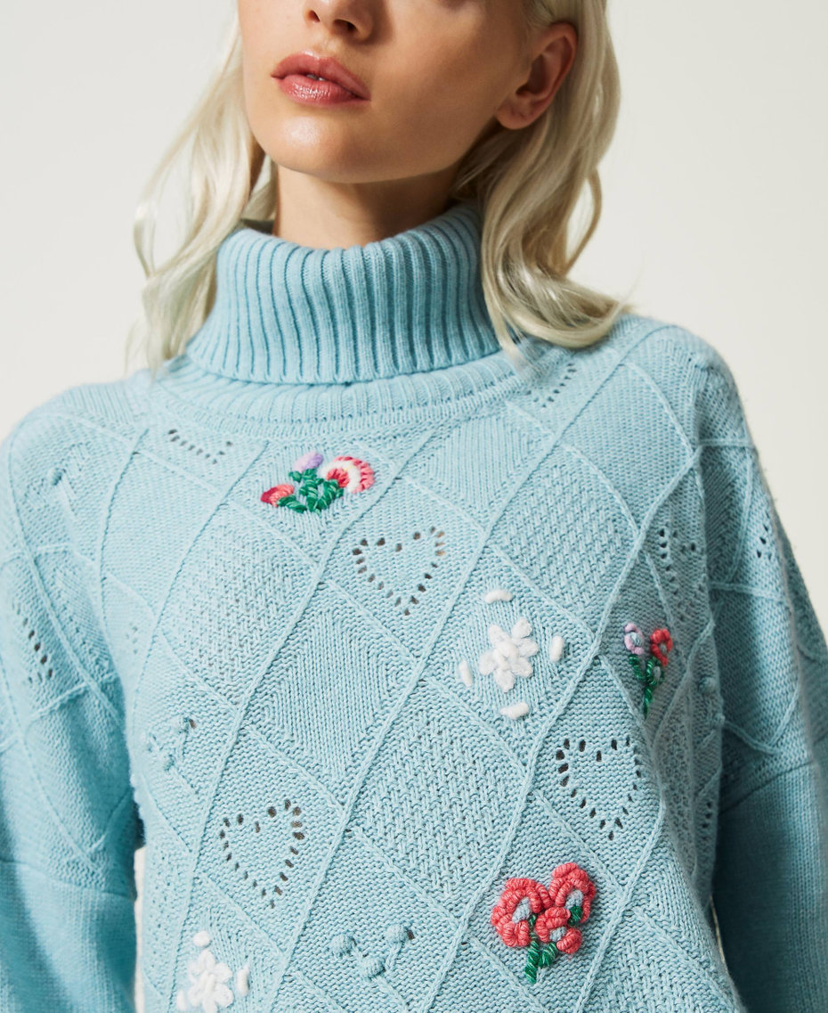 Treeblend yarn jumper with handmade embroidery
