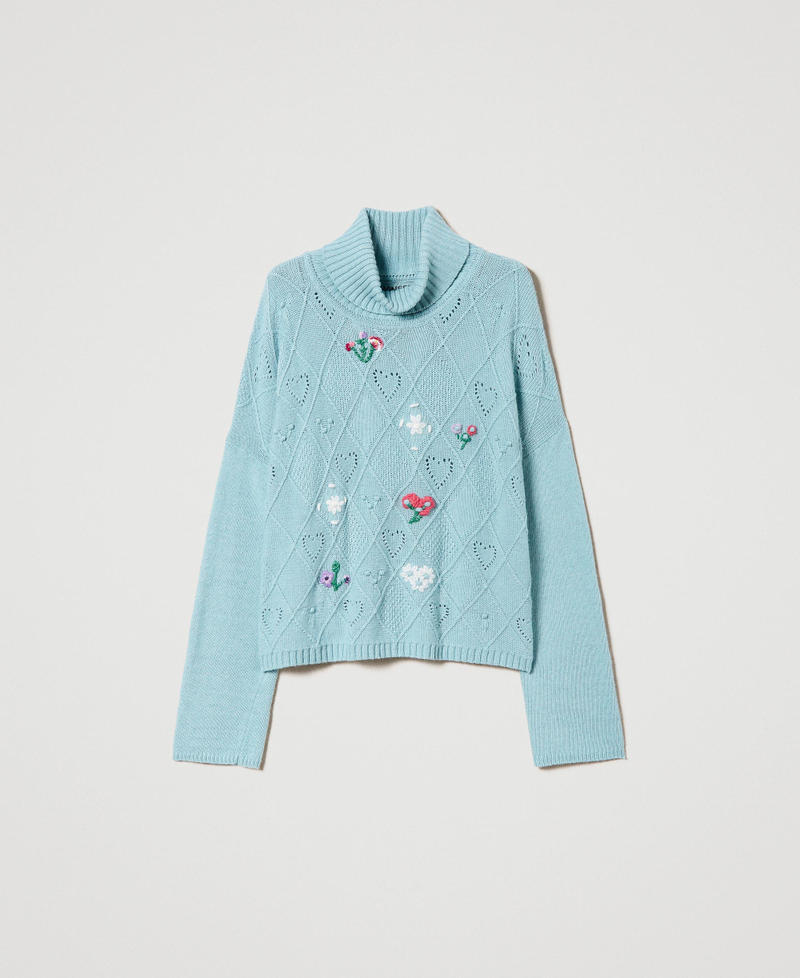 Treeblend yarn jumper with handmade embroidery