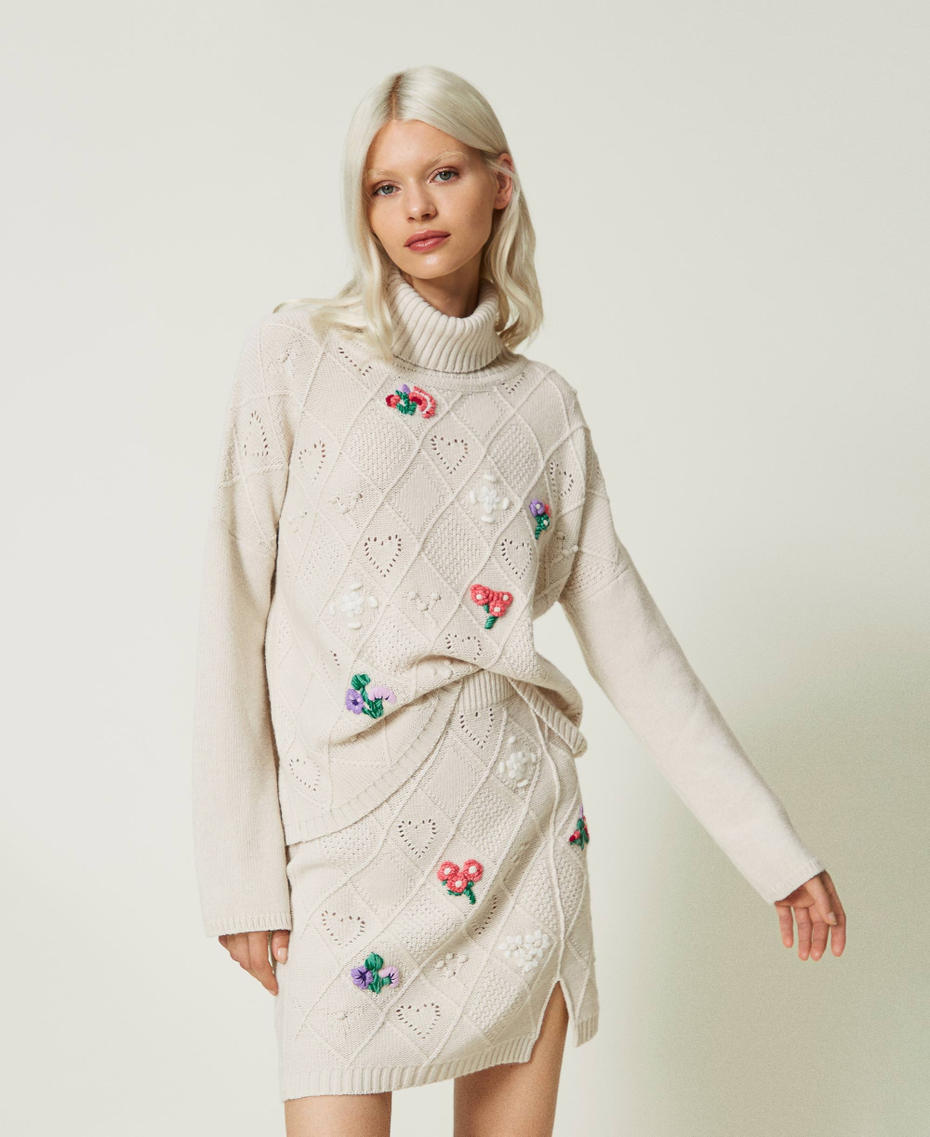 Maglia con ricami a mano in filato Treeblend Chantilly Donna 232TP3660_00522_01