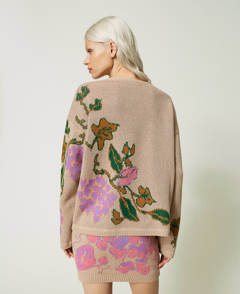 Pull jacquard en fil Treeblend Jacquard Ramage Marron &laquo;&nbsp;Iced Coffee&nbsp;&raquo; Clair Femme 232TP3680_11033_03