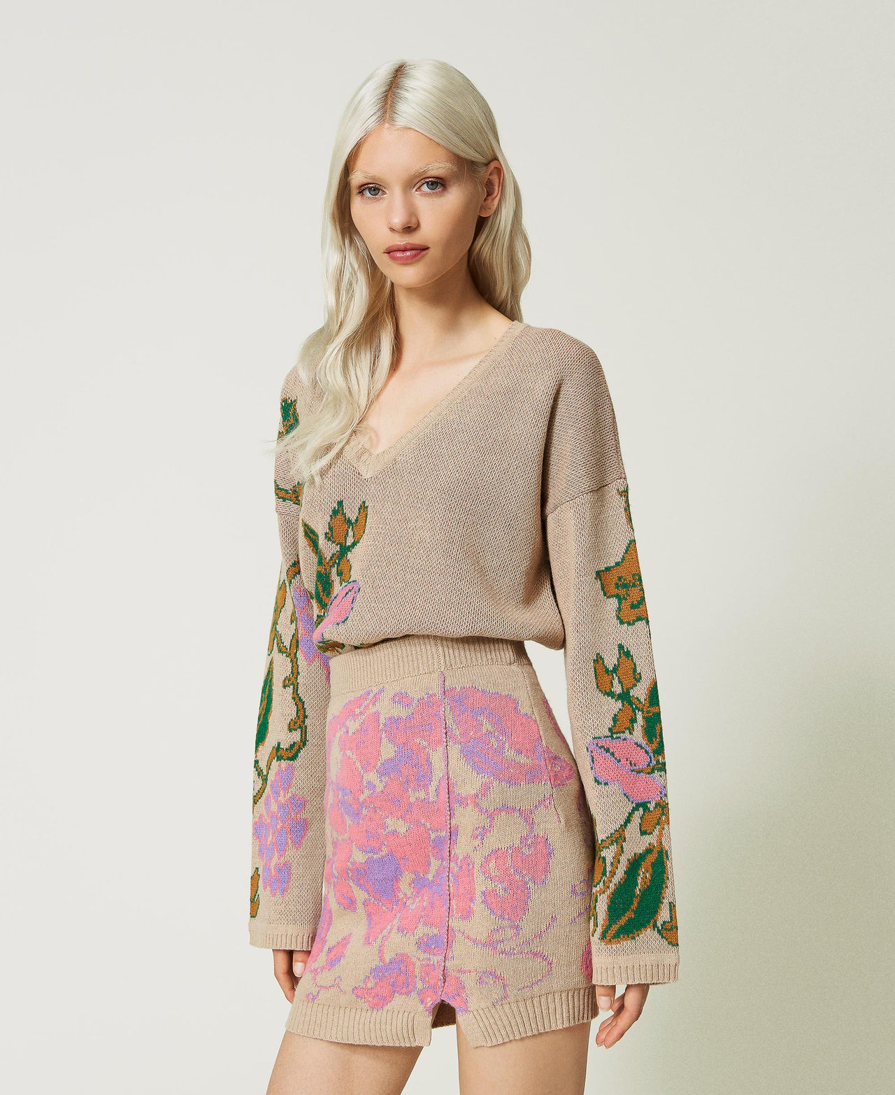 Treeblend yarn jacquard mini skirt