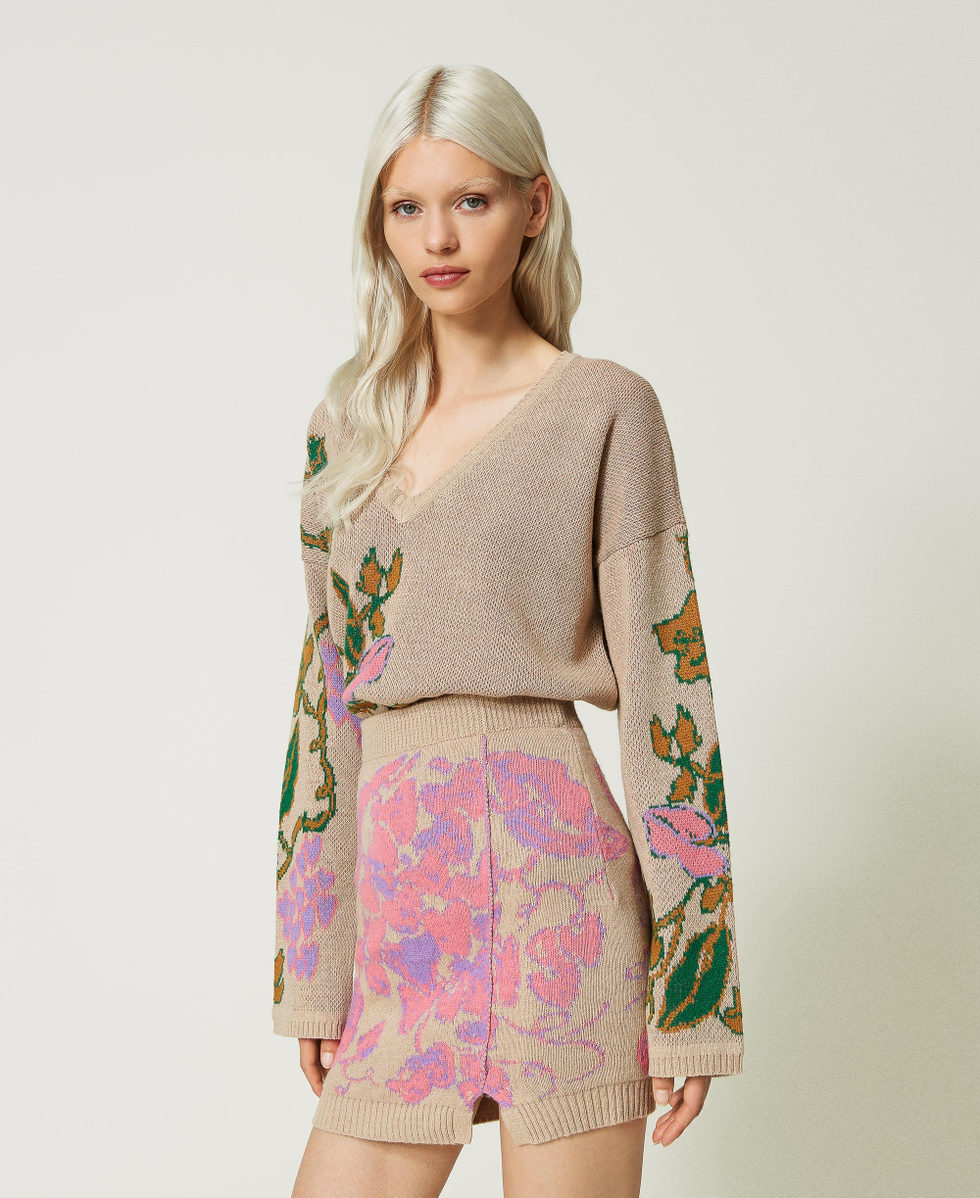 Mini jupe jacquard en fil Treeblend Femme Fantaisie TWINSET Milano