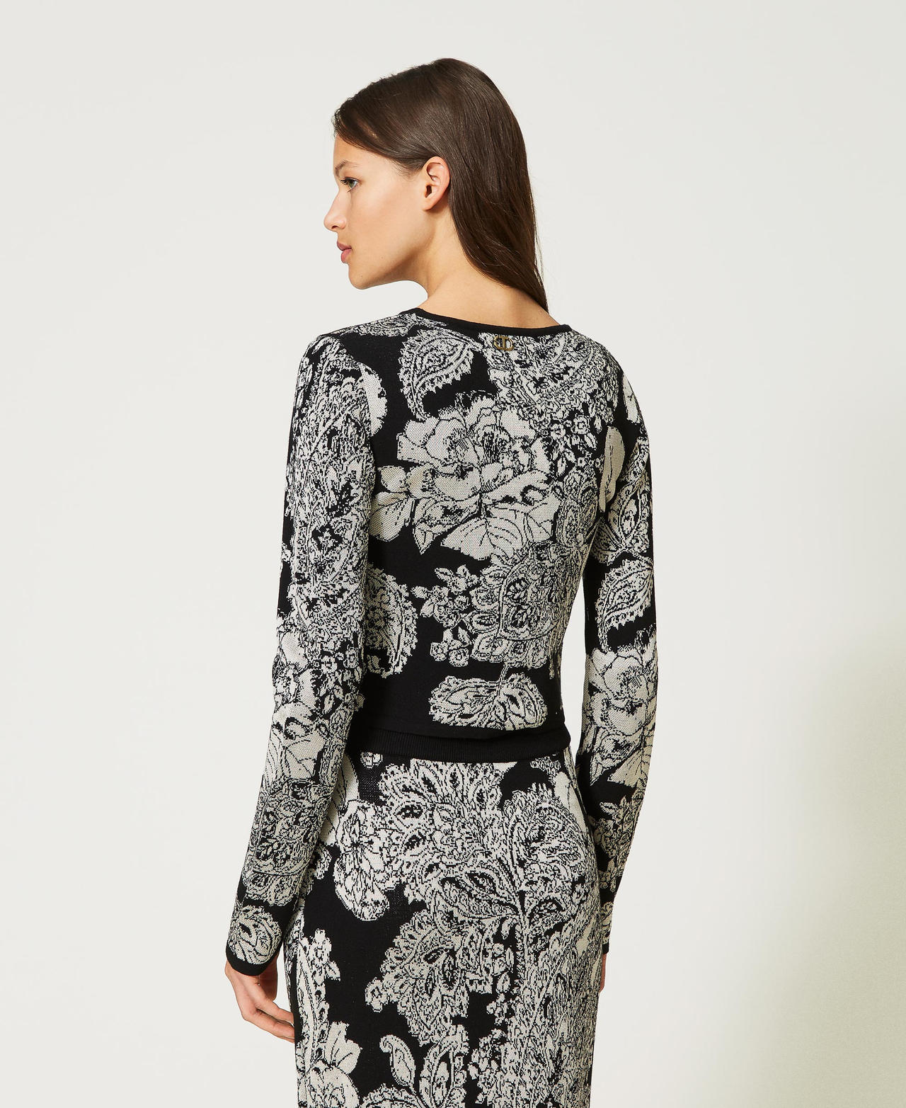 Maglia jacquard cashmere e rose