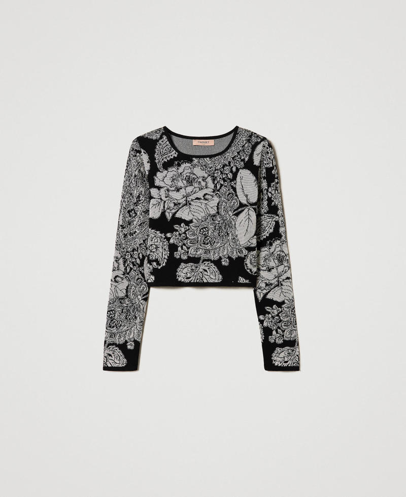 Pull jacquard avec motif paisley et roses