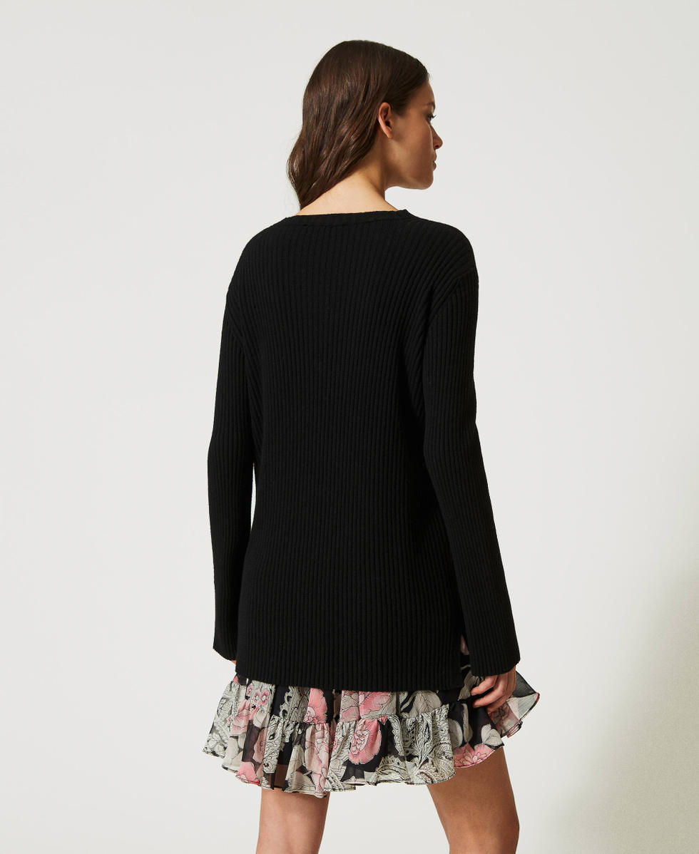 Alpaca and wool blend jumper with dress Woman Black TWINSET Milano