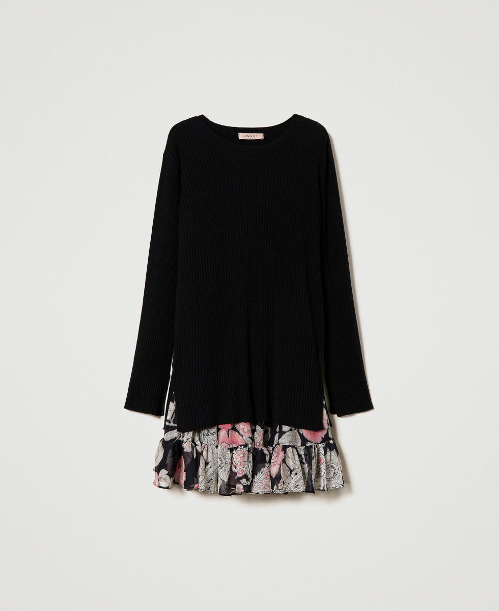 Alpaca and wool blend jumper with dress Woman Black TWINSET Milano