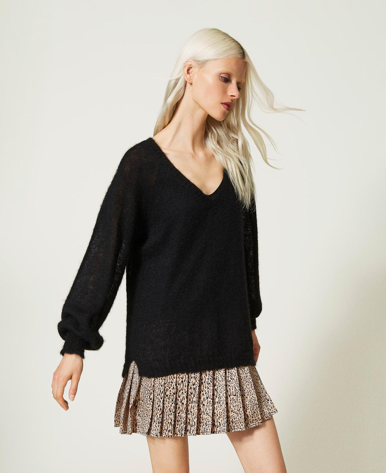 Alpaca and mohair blend jumper with dress
