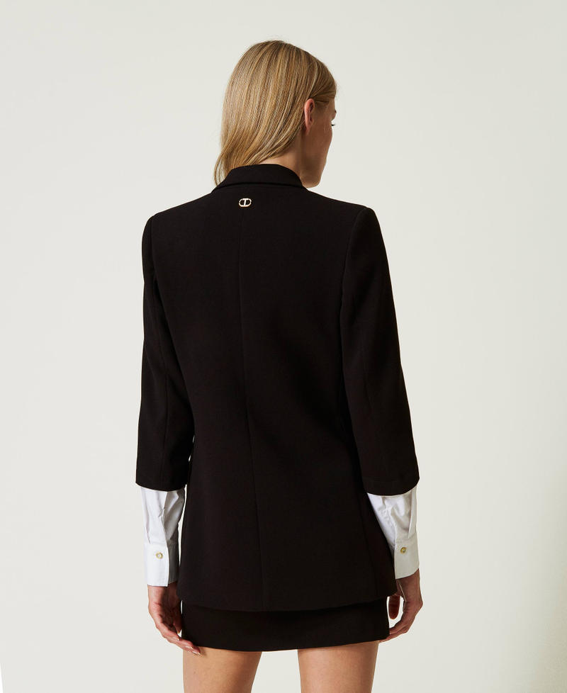Blazer with poplin sleeves Two-tone Black / Optical White Woman 232TQ2020-03