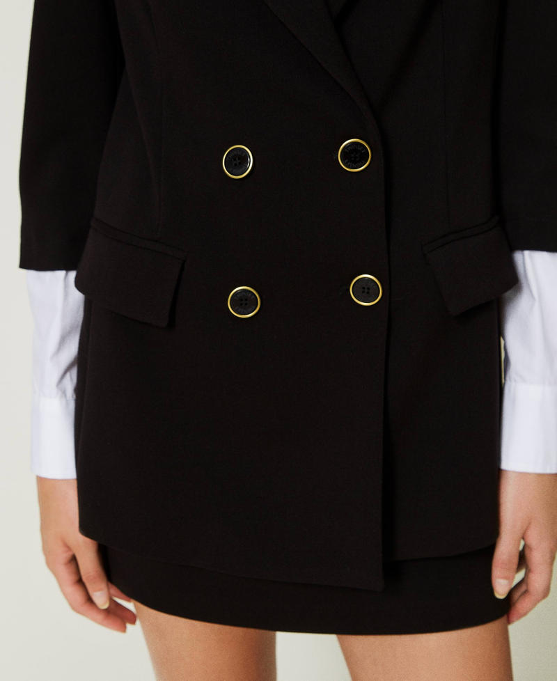 Blazer with poplin sleeves