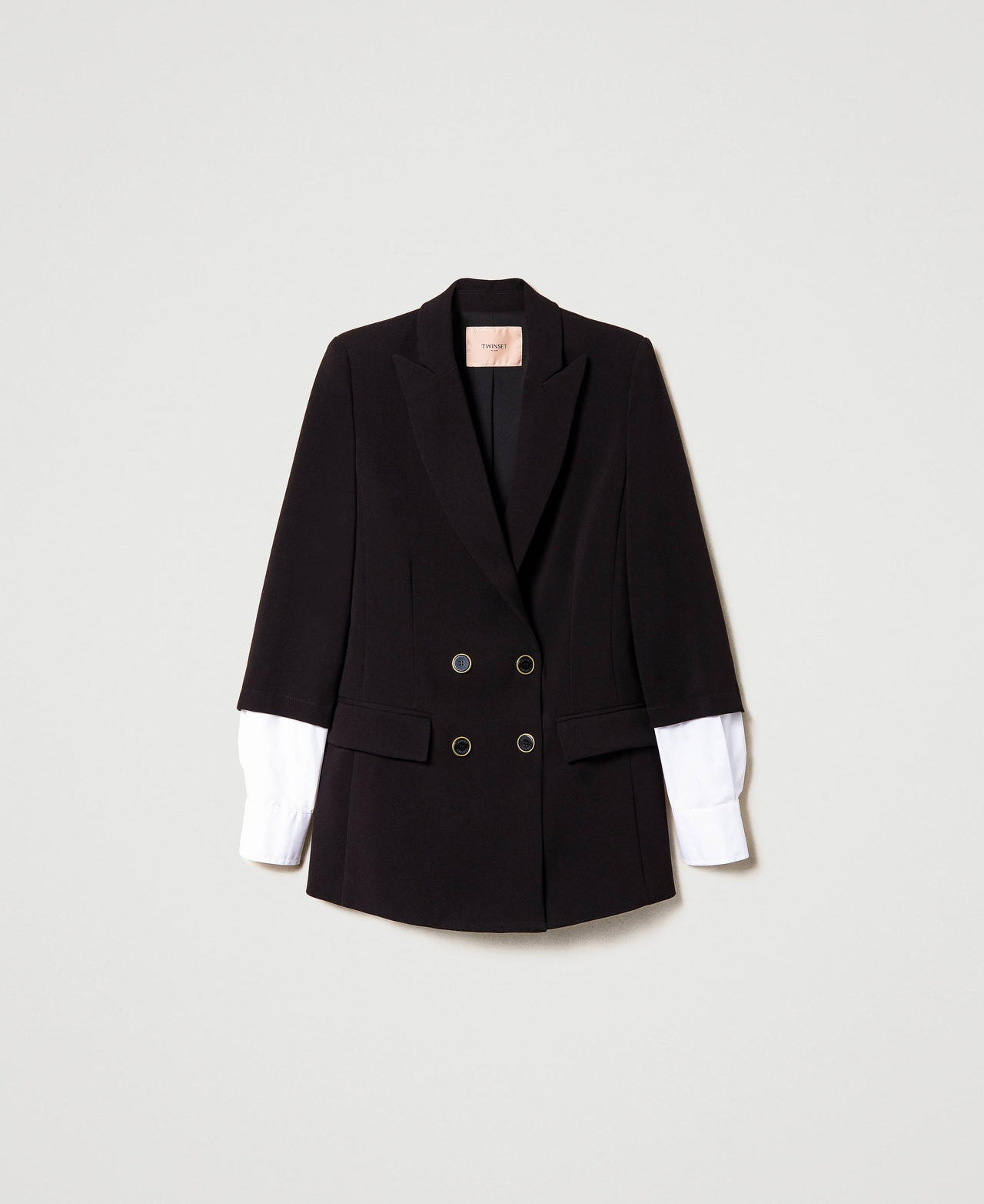 Blazer with poplin sleeves