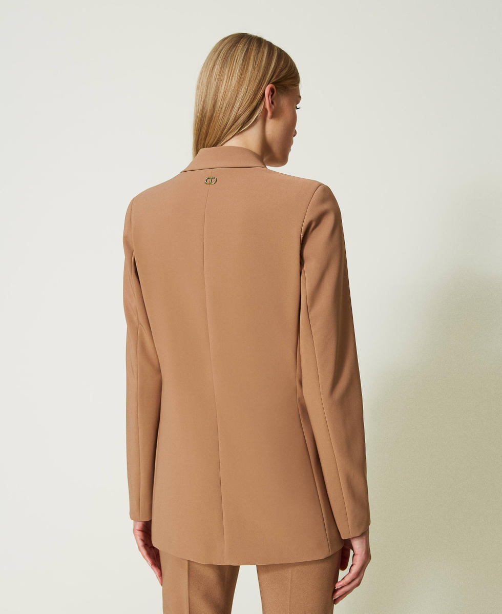 Cr&ecirc;pe cady blazer &ldquo;Dark Sand&rdquo; Brown Woman 232TQ2030_11196_03