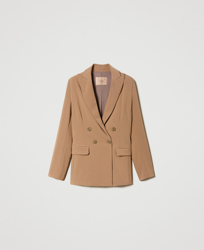 Giacca blazer in cady crêpe Donna, Marrone | TWINSET Milano