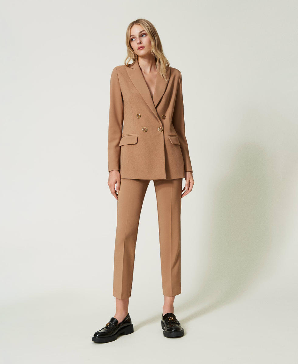 Cr&ecirc;pe cady blazer &ldquo;Dark Sand&rdquo; Brown Woman 232TQ2030_11196_T0