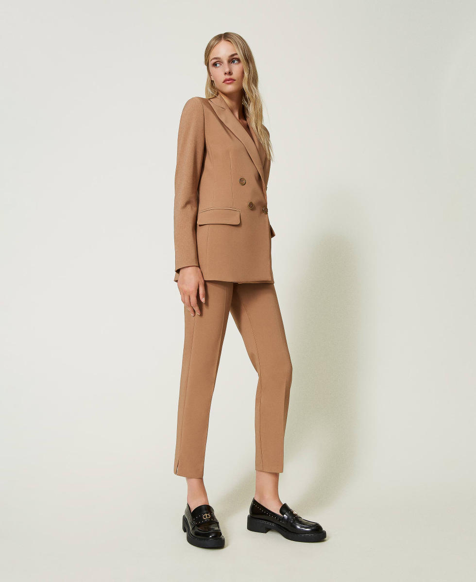 Pantalon cigarette en crepe cady Femme Marron TWINSET Milano