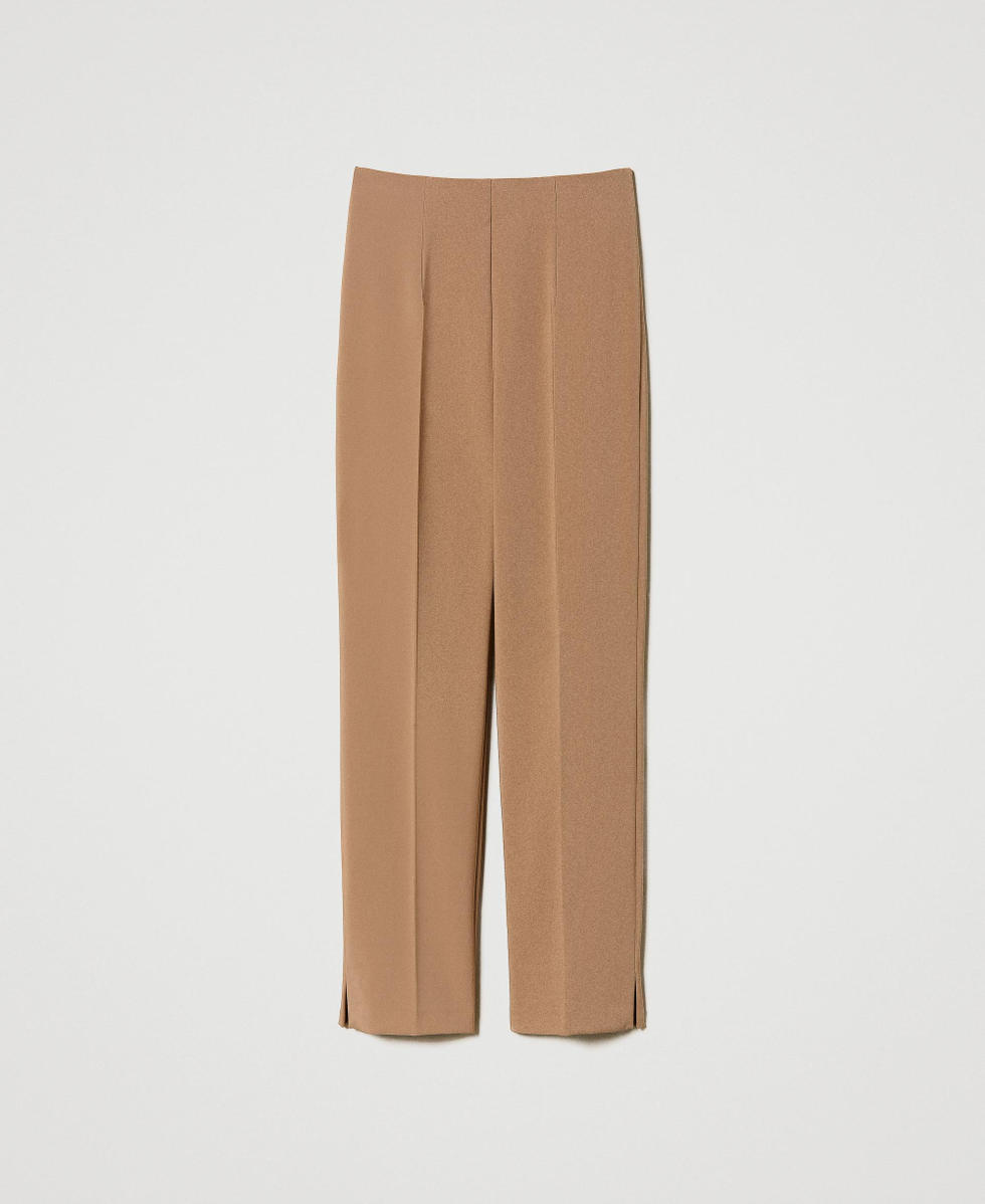 Pantaloni a sigaretta in cady cr&ecirc;pe