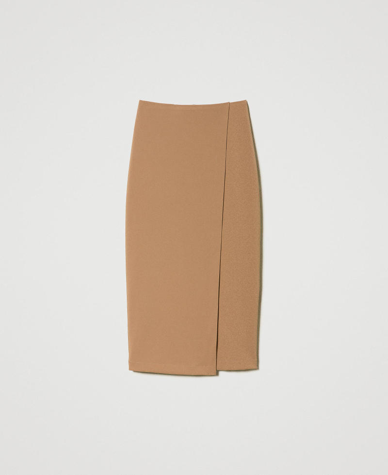 Technical fabric midi skirt “Dark Sand” Brown Woman 232TQ2035-0S