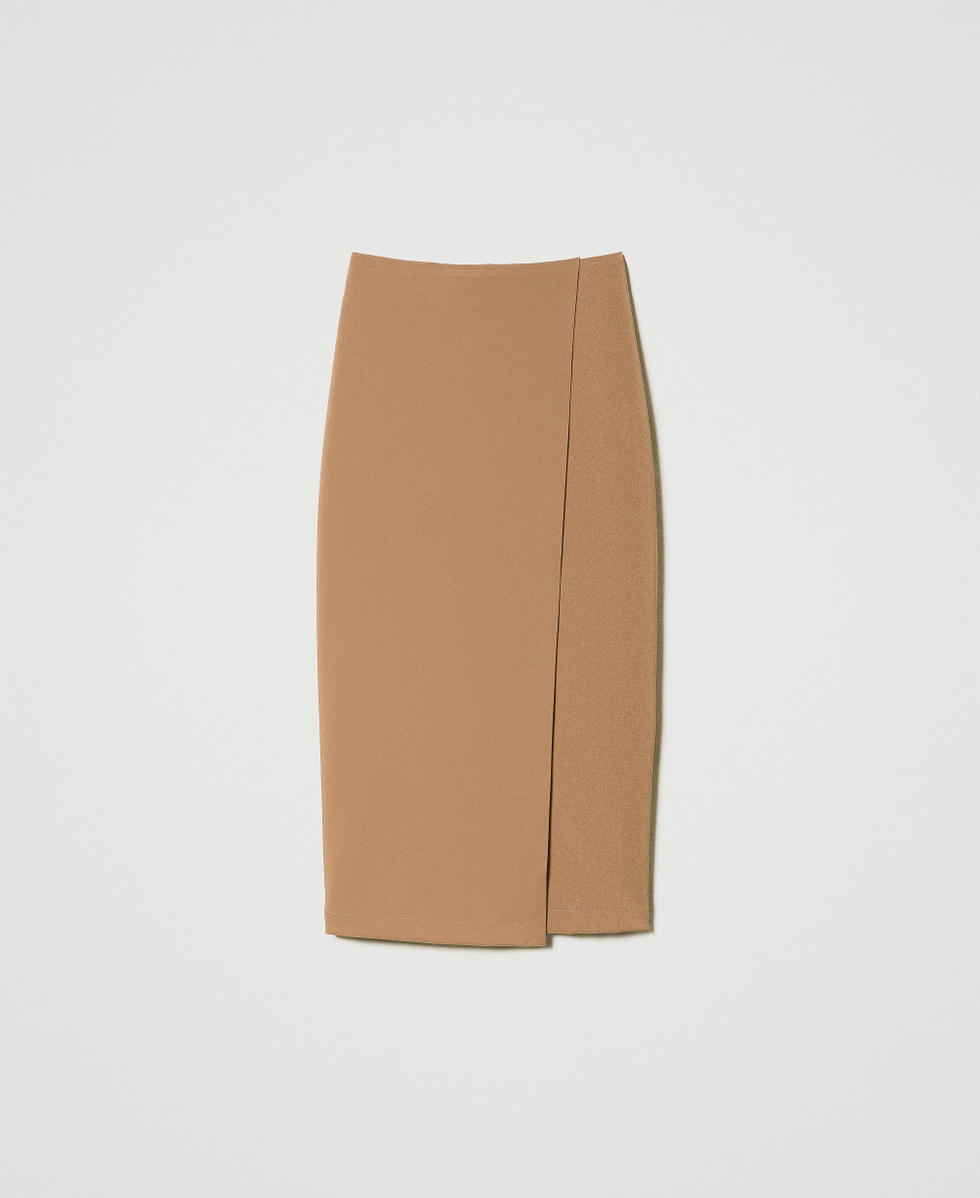 Technical fabric midi skirt &ldquo;Dark Sand&rdquo; Brown Woman 232TQ2035_11196_S0
