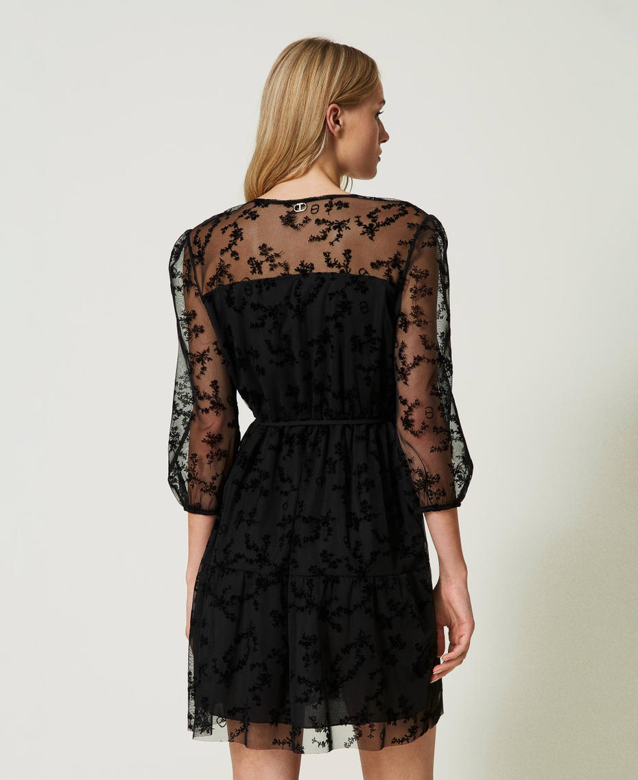 Short flocked tulle dress