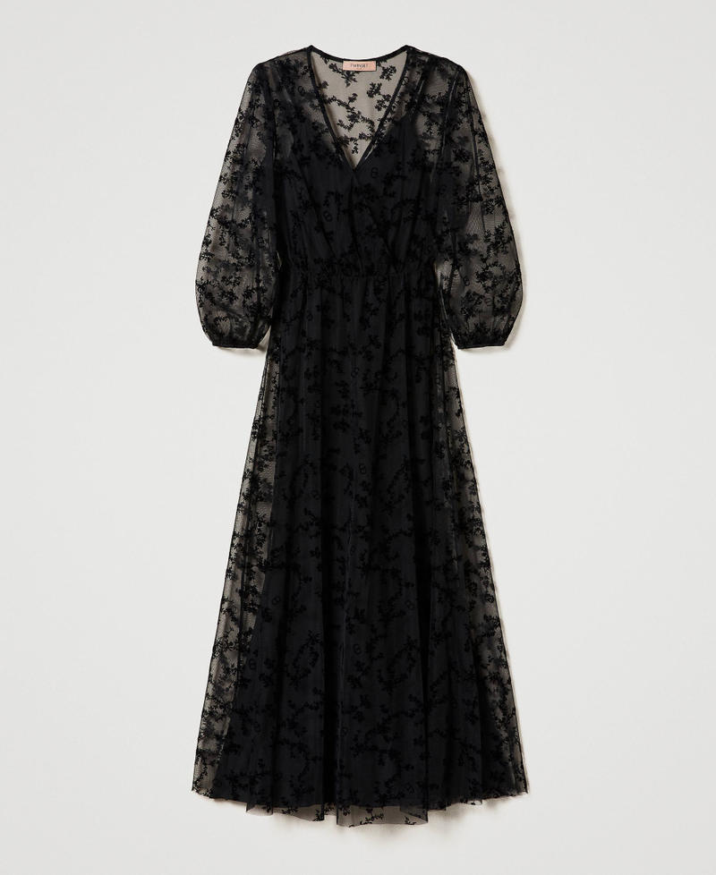Long flocked tulle dress