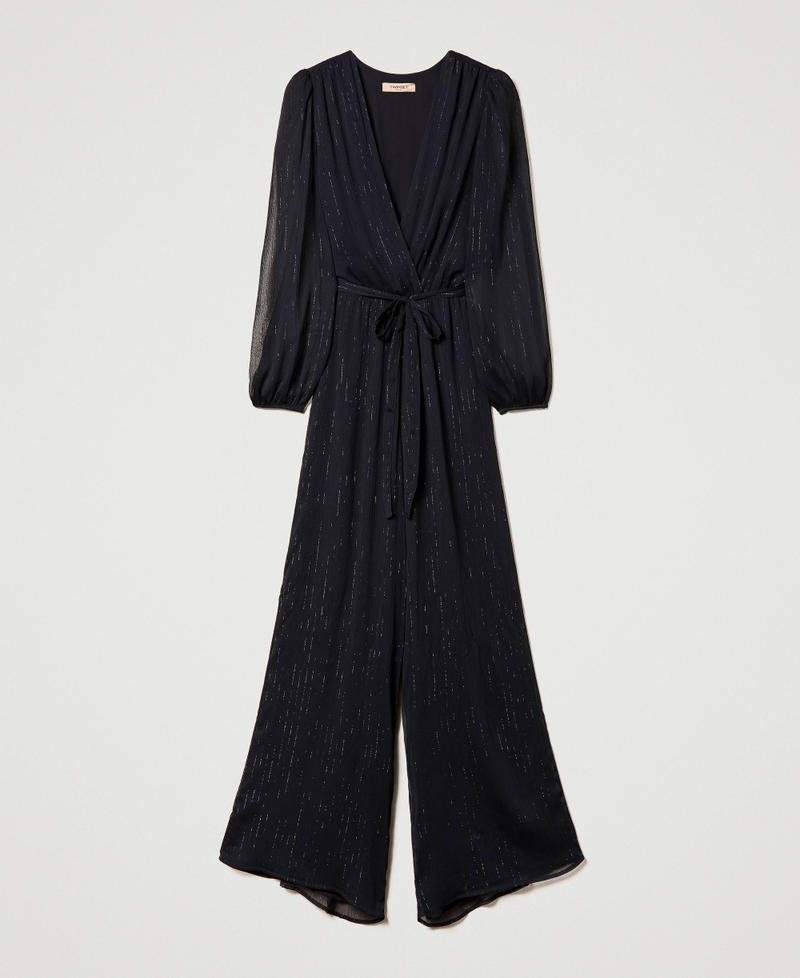 Платье-комбинезон из креп-шифона с люрексовой нитью Черный женщина 232TQ2092-0S