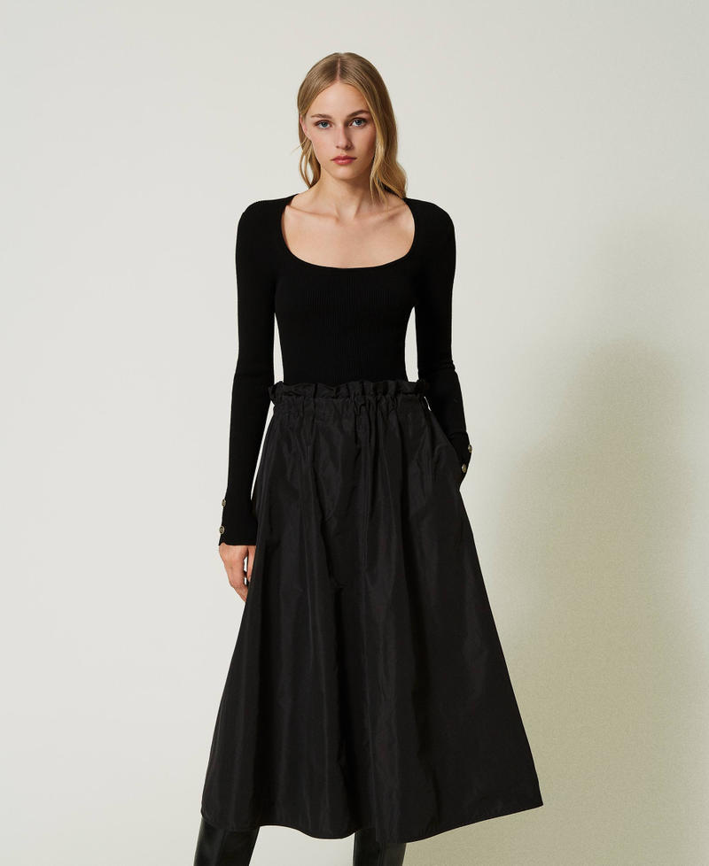 Midi taffeta skirt