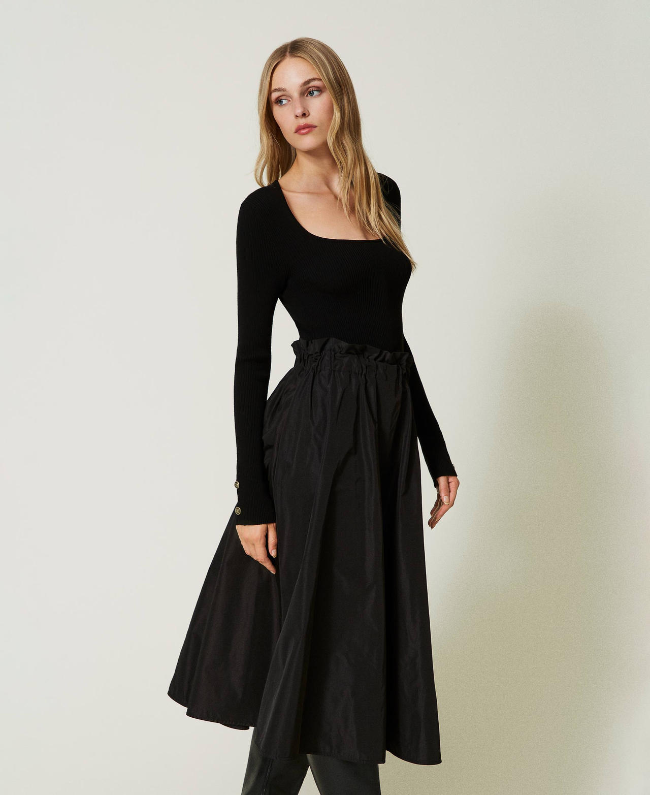 Midi taffeta skirt