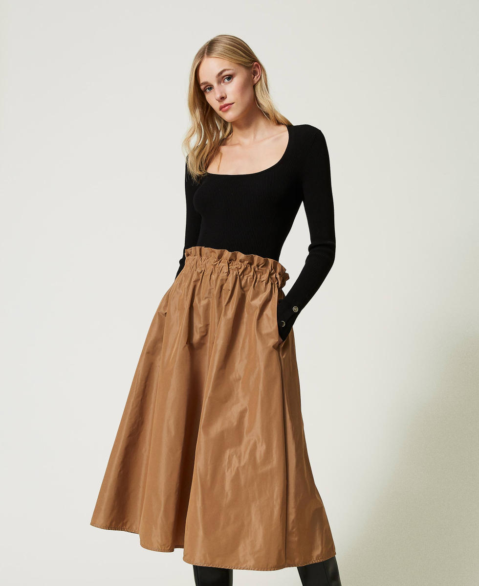Jupe mi longue en taffetas Femme Beige TWINSET Milano