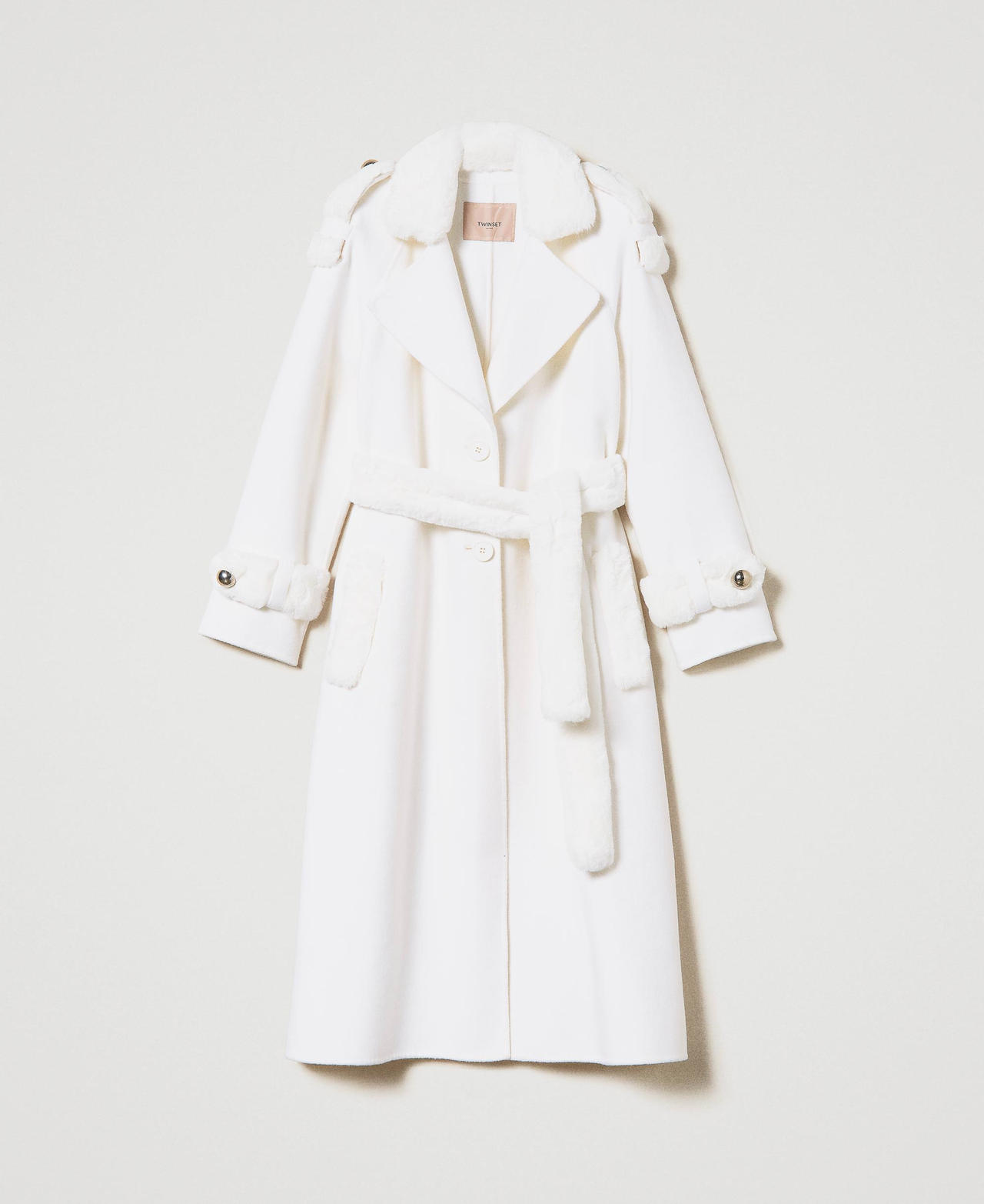 Manteau oversize en drap double avec fausse fourrure Lys Femme 232TQ2130-0S