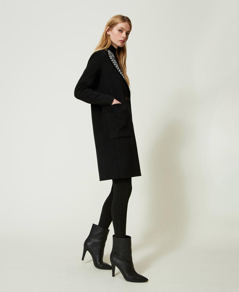 Manteau en drap double avec broderies Noir Femme 232TQ2131-02